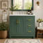 Meuble-lavabo de salle de bain de 76 cm (30 po) avec lavabo en céramique, cadre en bois, armoire de rangement autoportante avec 3 tiroirs et portes à fermeture douce-1847907232-1847907233
