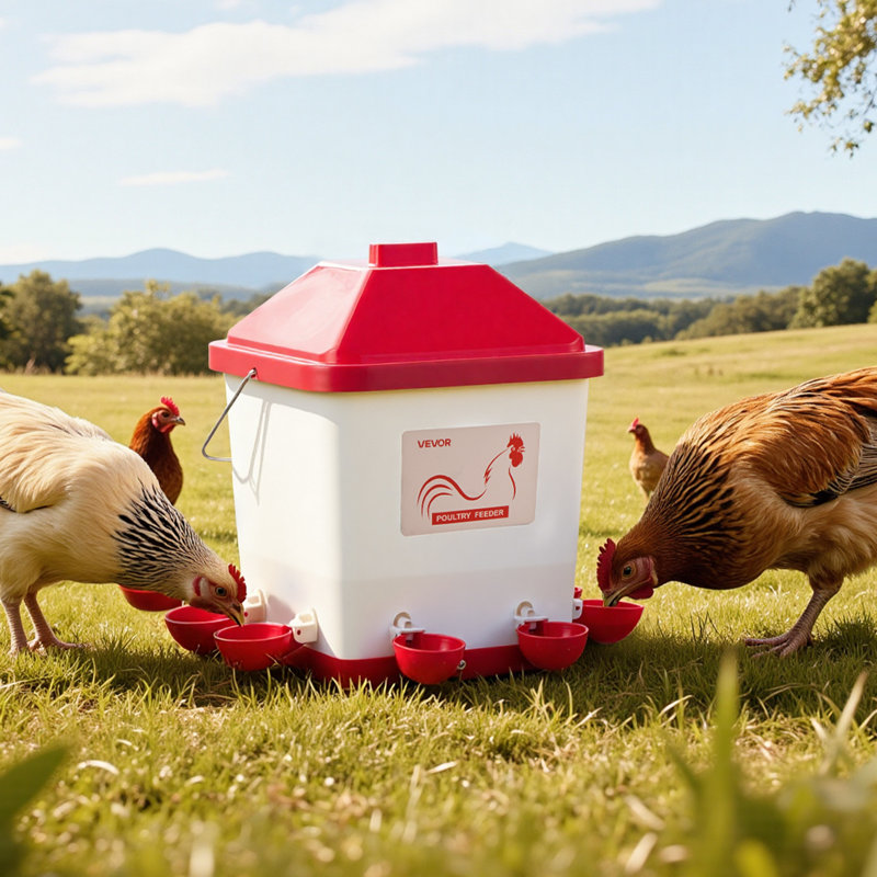 Abreuvoir automatique pour poules de 5 gallons (environ 19 litres), 6 orifices d'abreuvement, remplissage automatique du godet, abreuvoir à gravité avec poignée et joint d'étanchéité en caoutchouc, matériau PP étanche, conception anti-gaspillage, conçu pour les poules