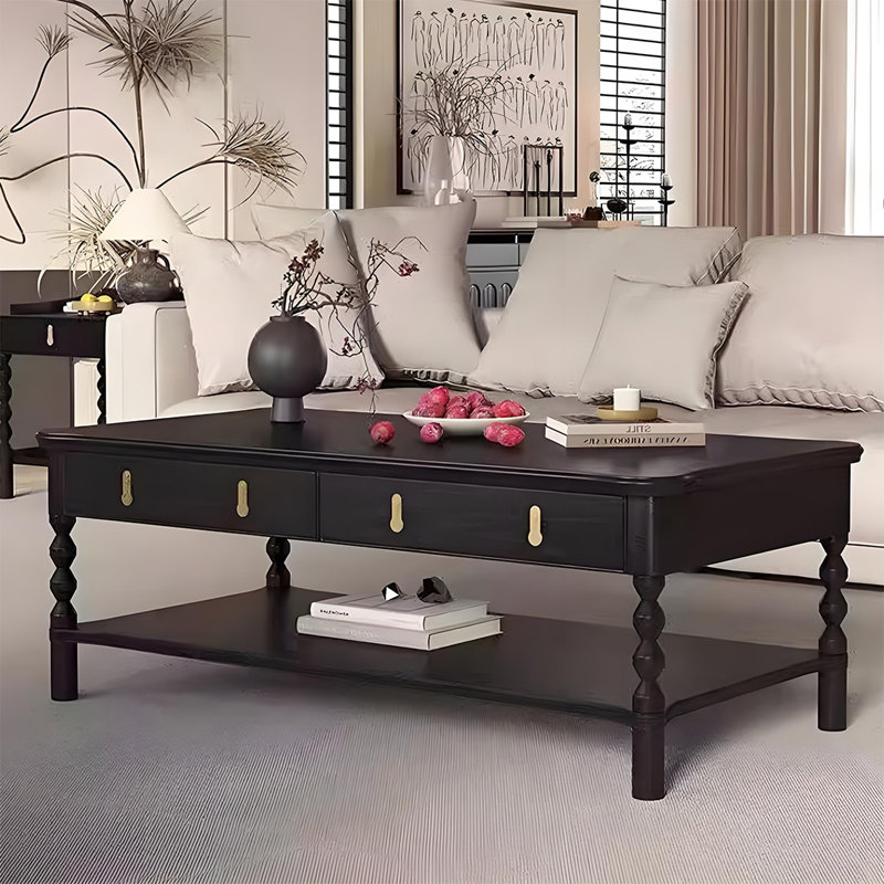 Une table basse rétro et élégante, H 17,71 po x L 51,18 po x l 27,56 po, Noir