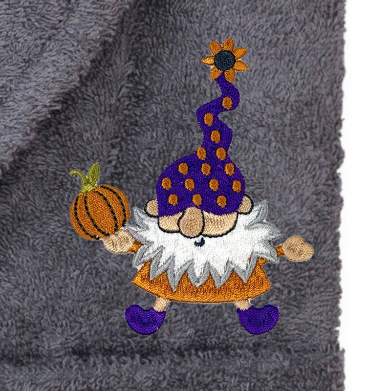 Peignoir brodé en coton unisexe The Holiday Aisle® 100% turc - Gnomes d'Halloween, S / M, Gris