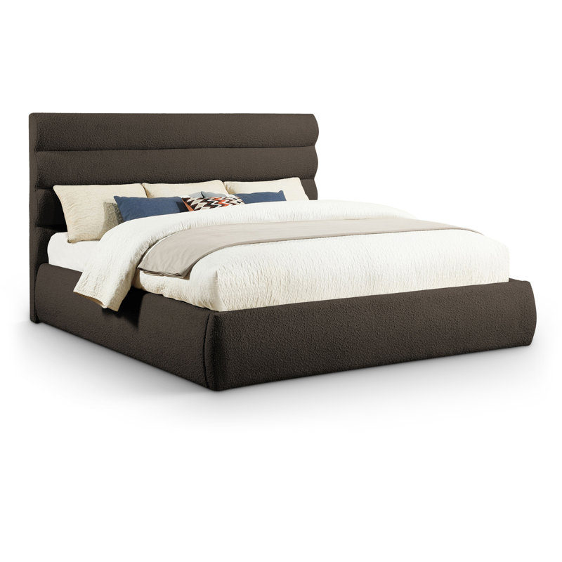 Adam Boucle Fabric Bed, King, Brown Boucle Fabric
