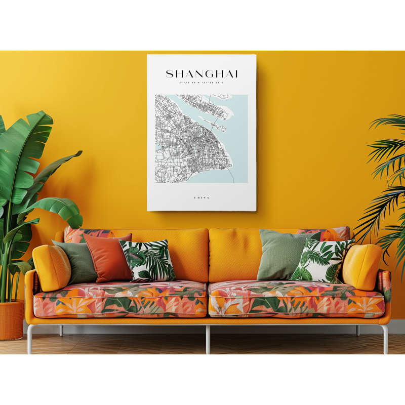 Shanghai Map Print China Canvas Print