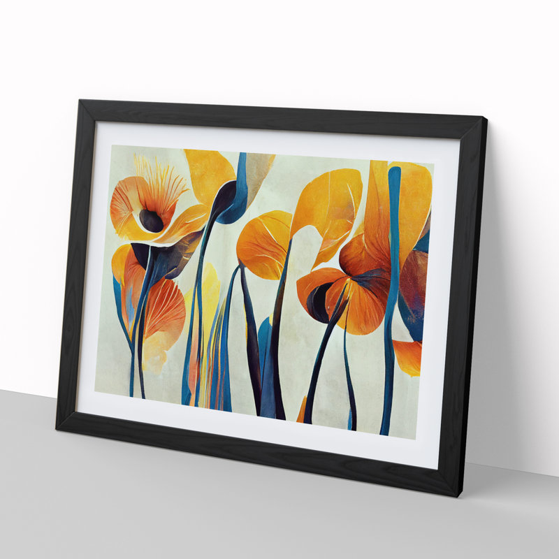 Abstract Floral Art Vol.4 - Single Picture Frame Painting, Black, 46cm H x 64cm W x 2cm D