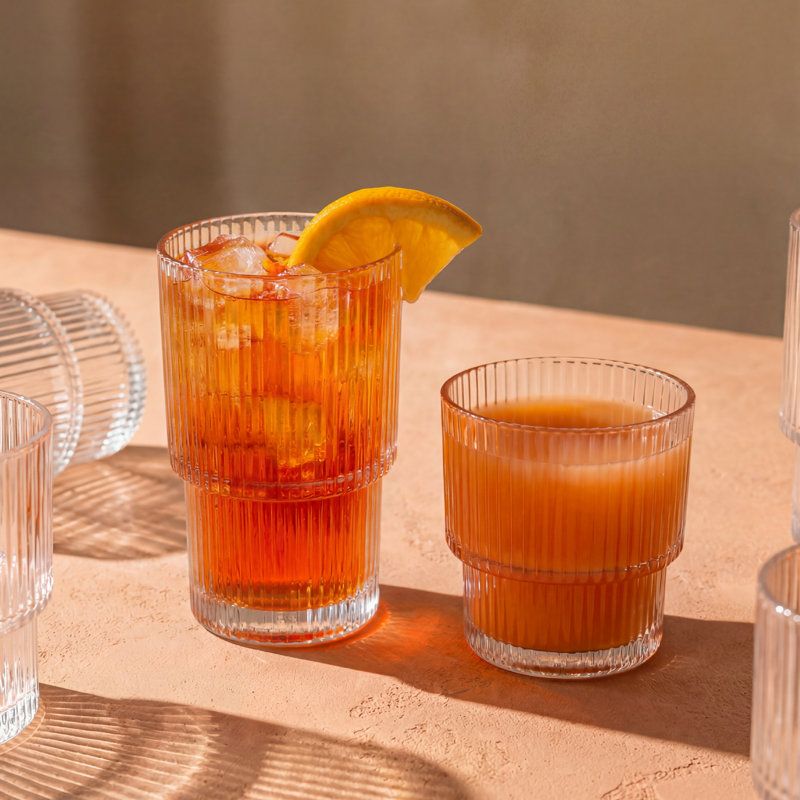 Bloom Ribbed Drinking Glasses Set