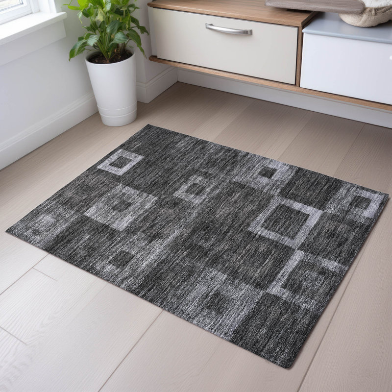 Tapis géométrique Premium lavable à la machine AMD1142, Rectangle 1 pi 8 po x 2 pi 6 po