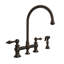 Whitehaus Collection Bridge Faucet with Long Gooseneck Swivel Spout, Lever Handles and Solid Brass Side Spray-1319394648-1313783638