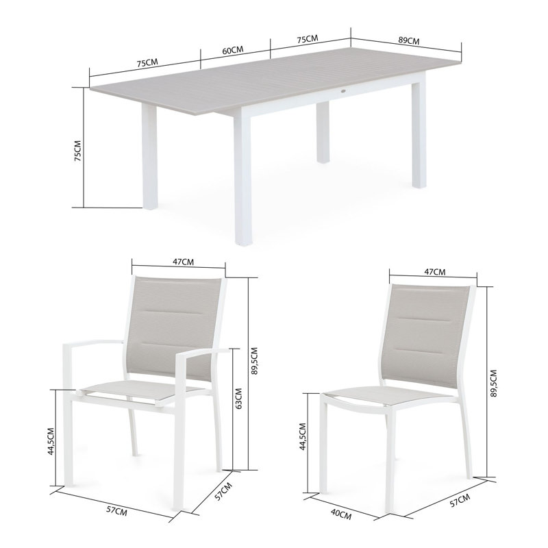 Alhan 6 - Person Patio Dining Set with Extendable Rectangular Table , Cushions Included