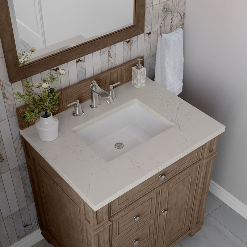 Bristol 30'' W Single Vanity, Whitewashed Walnut, 8" Widespread, Siberian