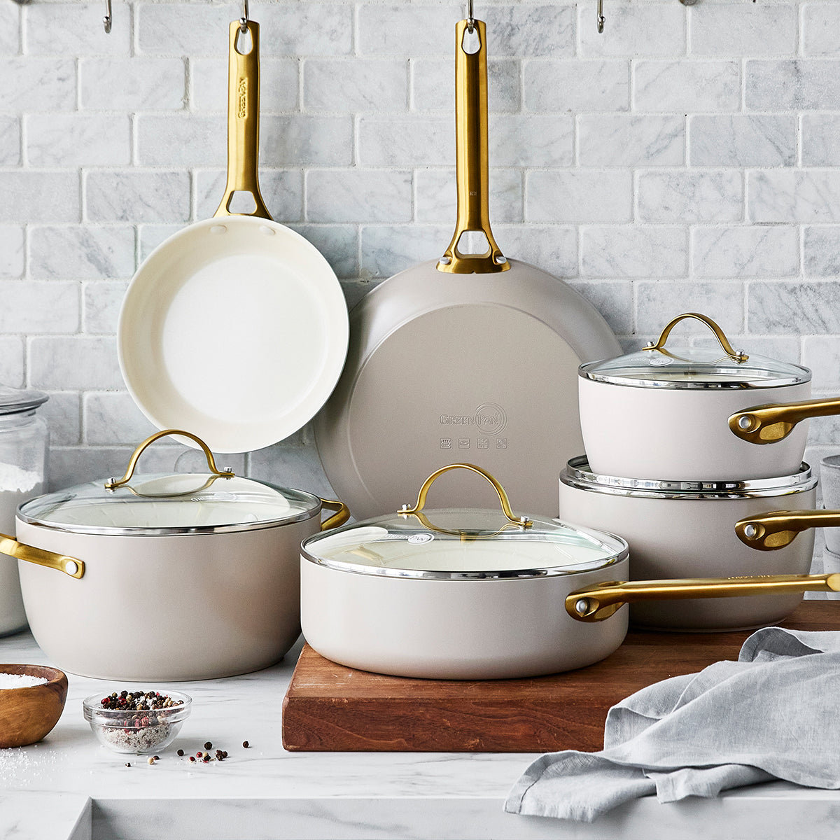GreenPan Reserve 10-Piece Cookware Set, Taupe