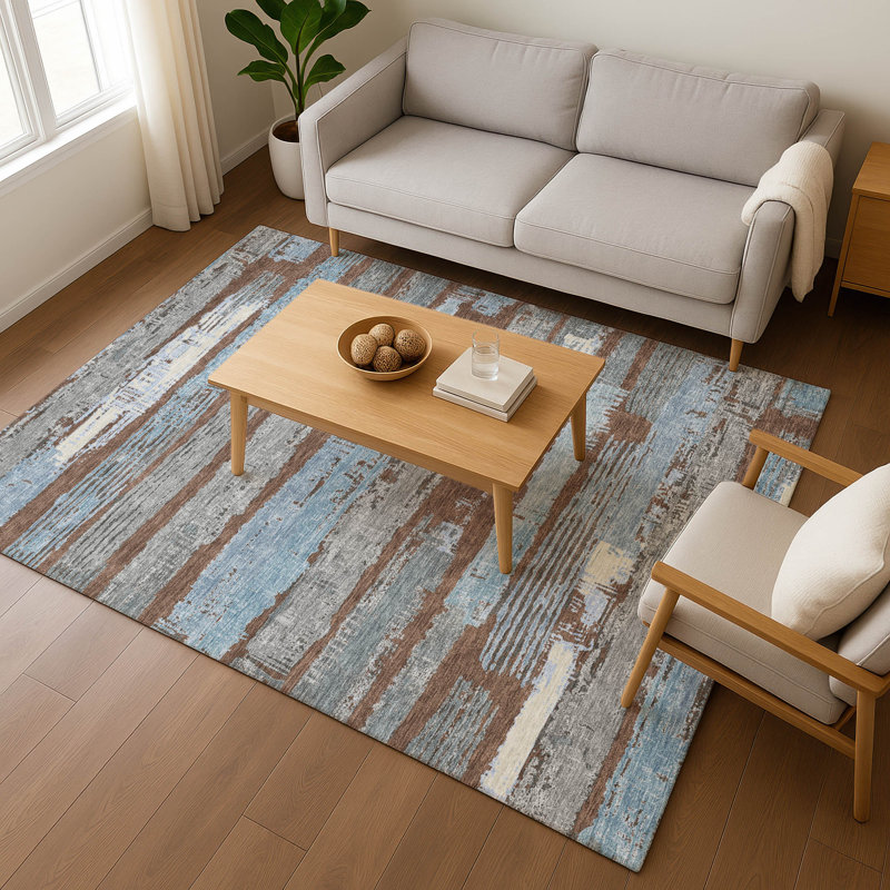 Premium Machine Washable Slesnick AMF1665 Stripes Rug, Rectangle 5' x 7'6"