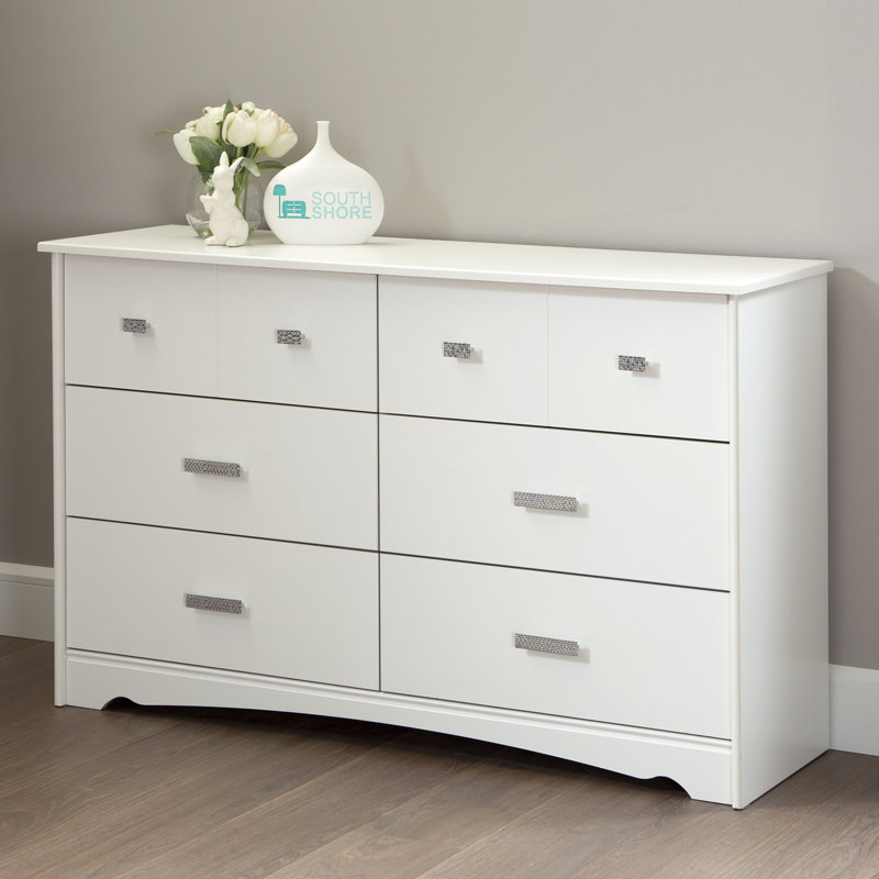 Commode 6 tiroirs Tiara, Blanc pur