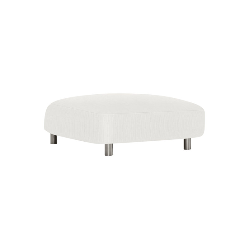 Avanni Square Outdoor Ottoman Patio Ottoman, Cream Outdoor Poly 6070-002, Silver