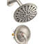 Douche murale à 6 fonctions à une poignée avec valve brute intégrée, joint réglable pour un mouvement de 360 °, trous de pulvérisation, régulateur de température à levier, robinet de corps en plastique nickel brossé