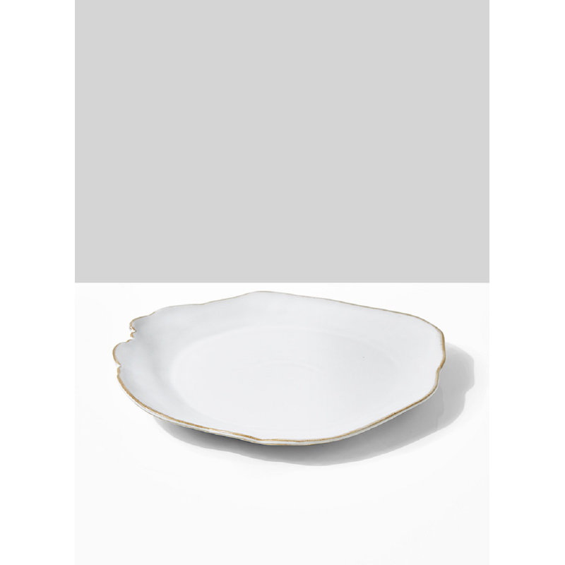 Assiette décorative Calla en céramique blanche, H 1 po x l 8 po x P 9 po