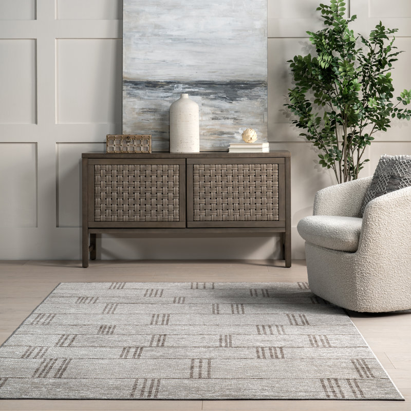 Yadira SpinClean Geometric Machine Washable Area Rug, Rectangle 5'3" x 8'