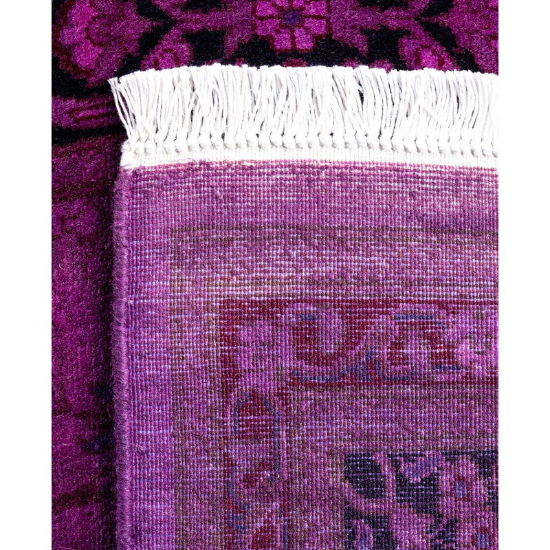 Overdyed Hand-Knotted Wool Modern-Contemporary Purple Runner 2' 7" x 12' 4"