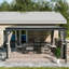 Pavillon de jardin mural en aluminium pour patio avec toit en acier galvanisé, véranda, rideaux et filet-96793221