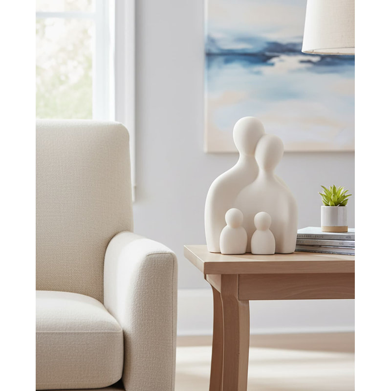 3.42" Hans Cream 4-Piece Family Ceramic Sculpture - Abstract Nesting Home Accent