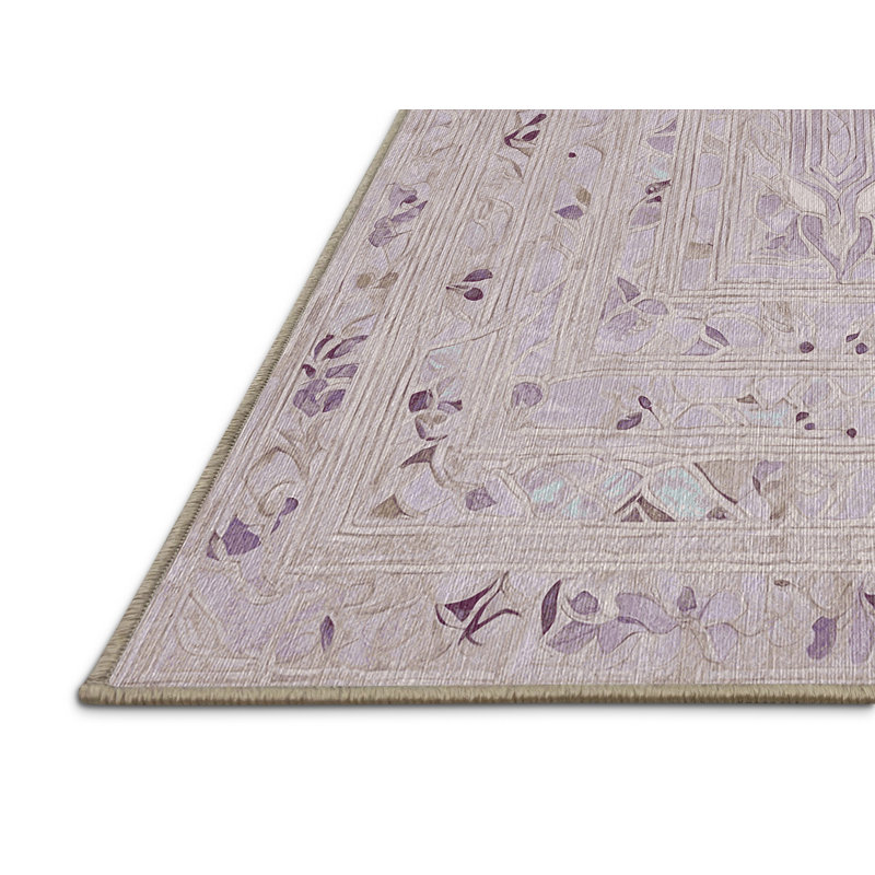 Machine Washable Beige Area Rug, Rectangle 7' x 10'