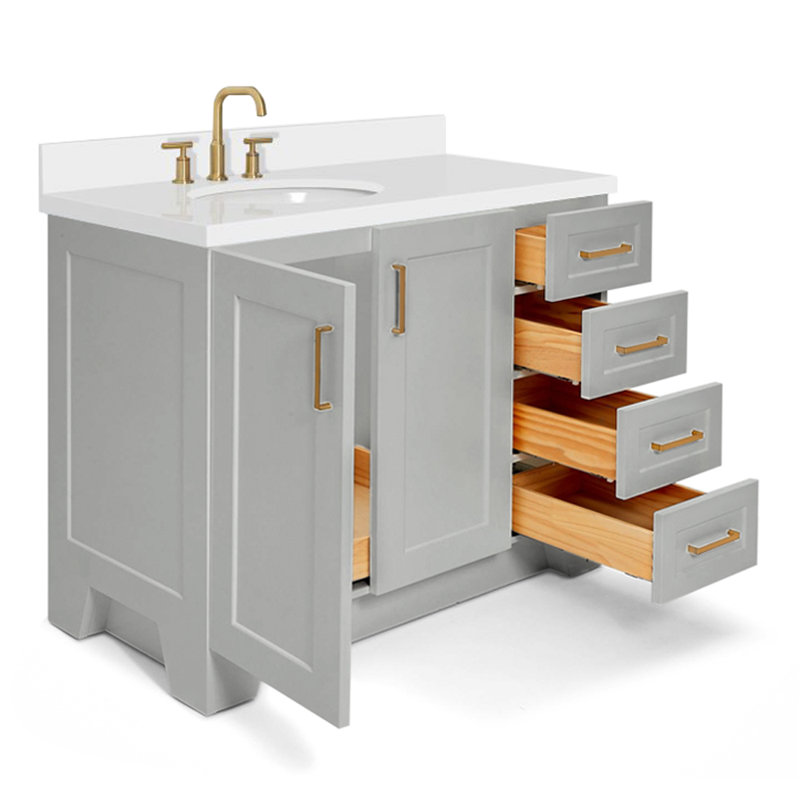 43 IN.  Single Bathroom Vanity, Left , Gray, Oval