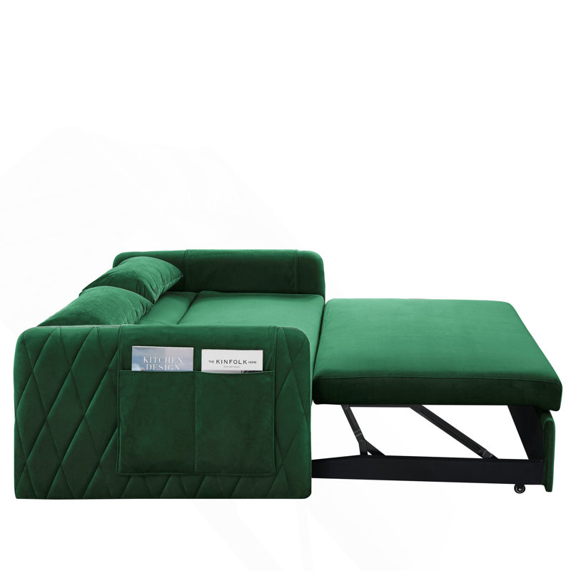 Canapé-lit convertible moderne de 55 po avec 2 poches pour bras amovibles, Green