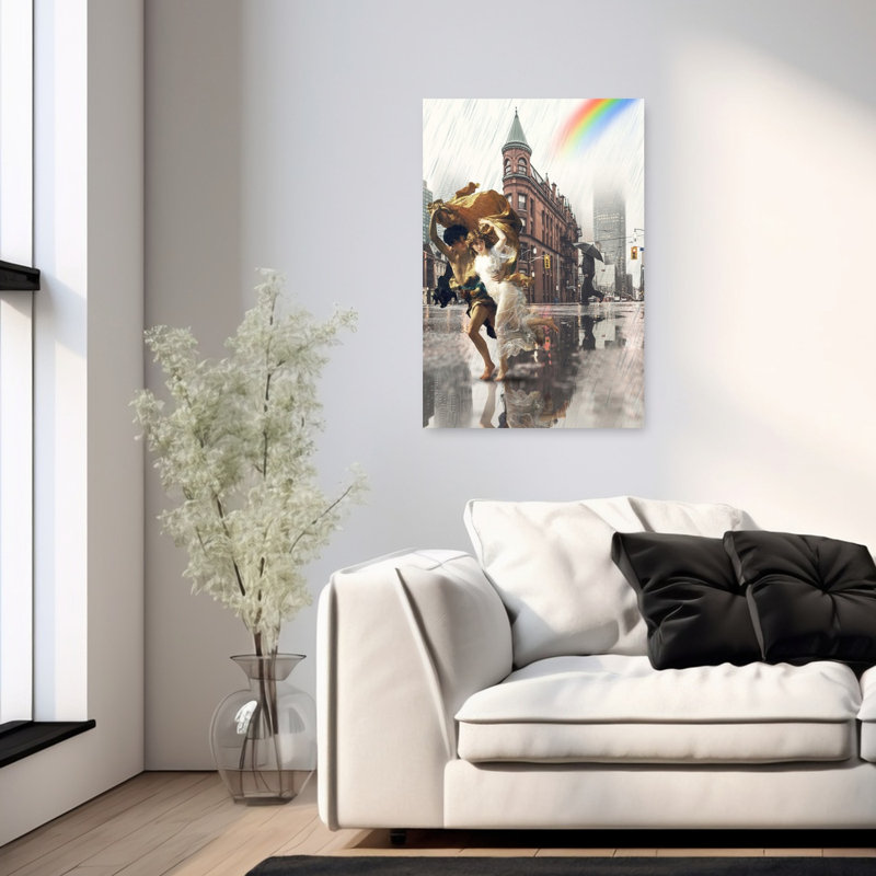 Centre de la tempête, impression d'art rétro de ville romantique rétro, 36" H x 24" W