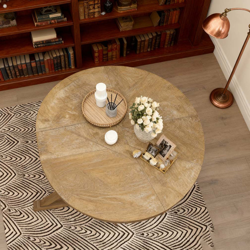 Table de salle à manger extensible rétro avec rallonge de 12 po, Bois naturel délavé