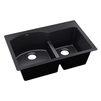 Quartz Luxe 33" L x 22" W Double Basin Drop-In Kitchen Sink with Aqua Divide
