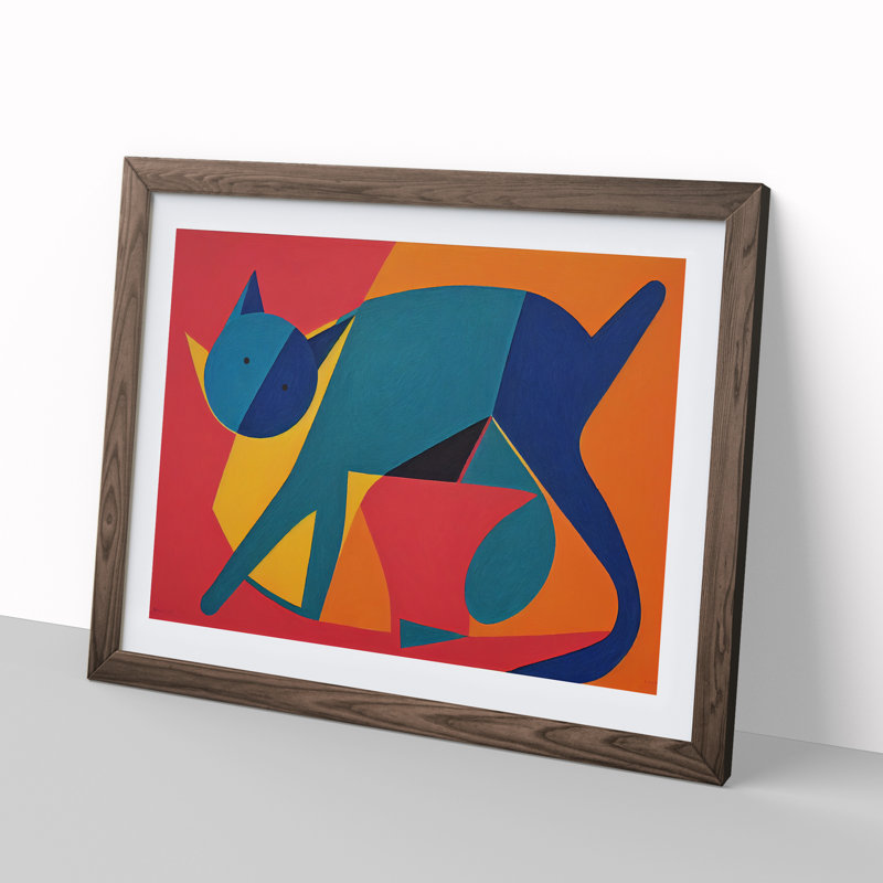 Abstract Cat Vol.1 - Framed Print, 25cm H x 34cm W x 2cm D, Walnut