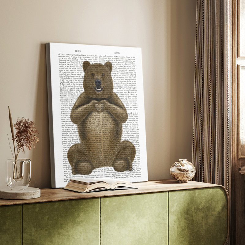 Ours et cœur à la main - galerie Cavas sur mesure, H 60 po x l 40 po