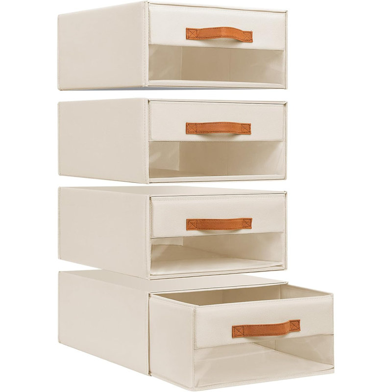 Bacs de rangement pliables en tissu avec tiroirs - Organisateurs de placard empilables avec fenêtre transparente, conception résistante à la poussière pour les vêtements, les jouets et les articles ménagers