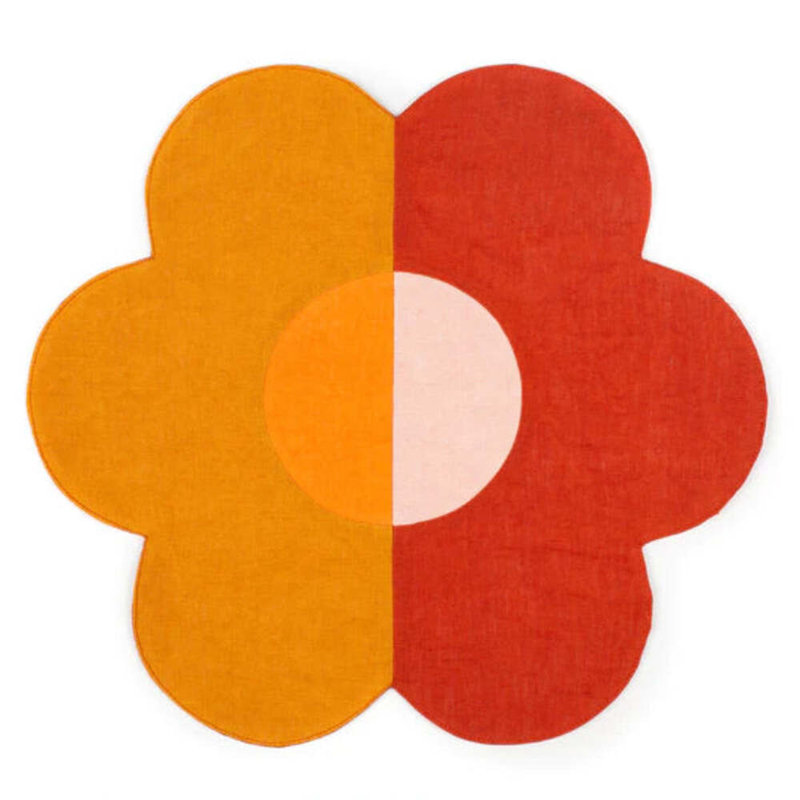 Floral Linen Patchwork Placemats in Amber/Rust/Pink