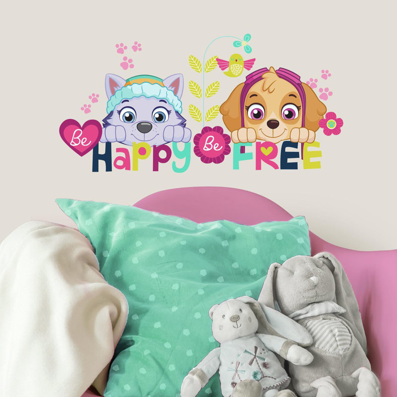 Adhésif décoratif «Paw Patrol Skye and Everest Be Happy»