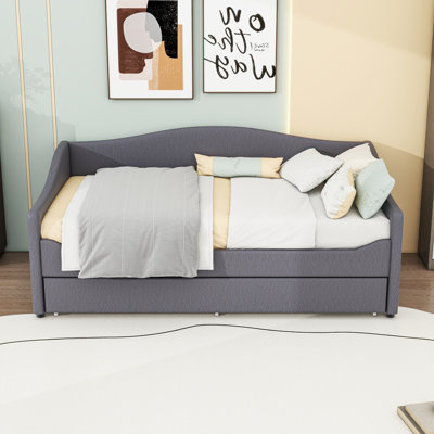 Upholstered Daybed with Twin size Trundle and LED by Lark Manor