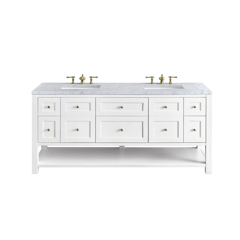 Breckenridge 72'' W Double Vanity, Bright White, Carrara White, 8" Widespread