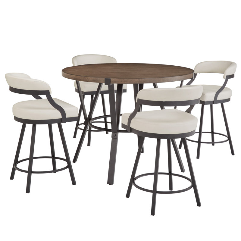 Ensemble de 5 tables rondes Alisier, Blanc