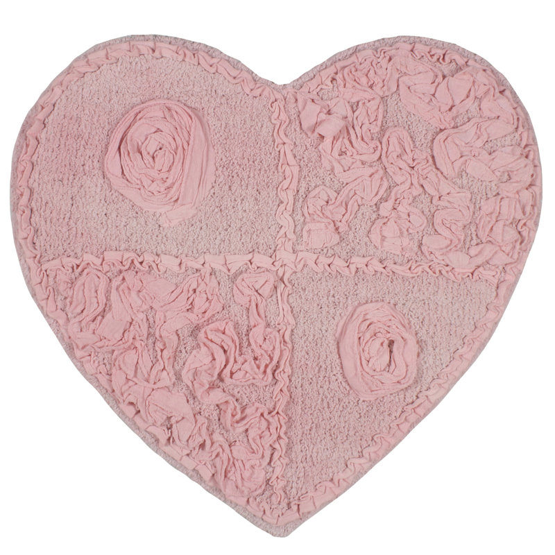 Schoenberger Heart Shape Bath Rug 25"x25", Pink
