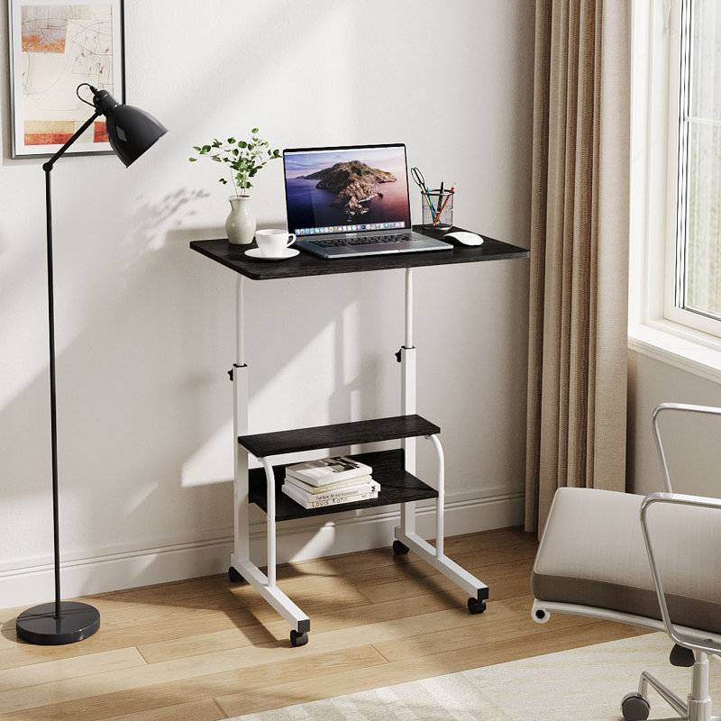 Adjustable Metal Base Computer Desk, Black