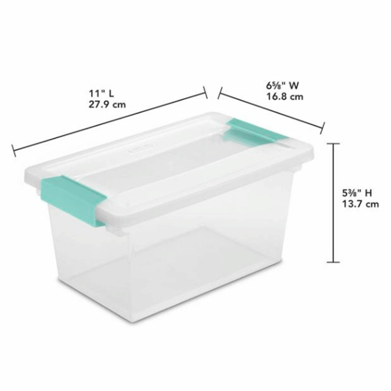 Sterilite Medium Clip Box Clear Home Storage Tote Container with Lid, 8-Pack, Deep
