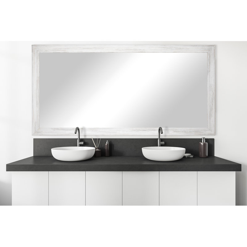 Bloodworth Solid Wood Flat Mirror, 35" H x 59" W, White