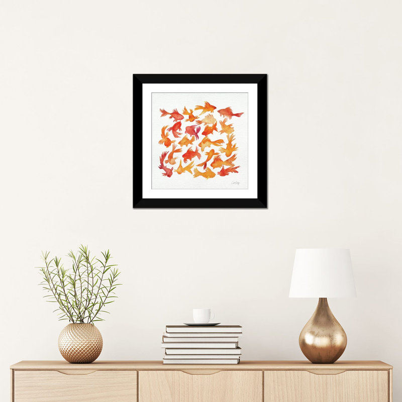 «Goldfish» - reproduction non encadrée, Papier avec cadre noir, H 16 po x l 16 po x P 1 po, Blanc