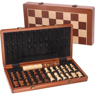 GSE Games & Sports Expert 10 Travel Size Portable Magnetic Wooden Chessboard  Chess Board Game Set with Chessman Storage Drawers and 32 Chessman for Kids  and Adults 