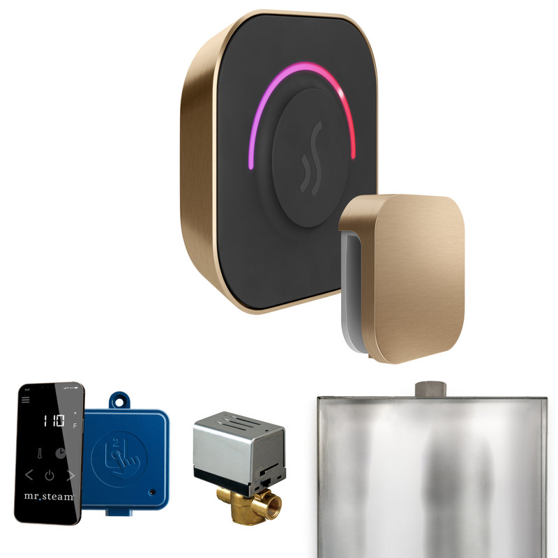 Ensemble de commande de douche à vapeur ButlerTouch avec contrôle TempoTouch et tête de vapeur, Bronze brossé