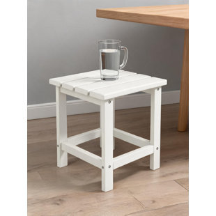 Table d'appoint carrée blanche en HDPE de 15 po pour terrasse, porche et balcon
