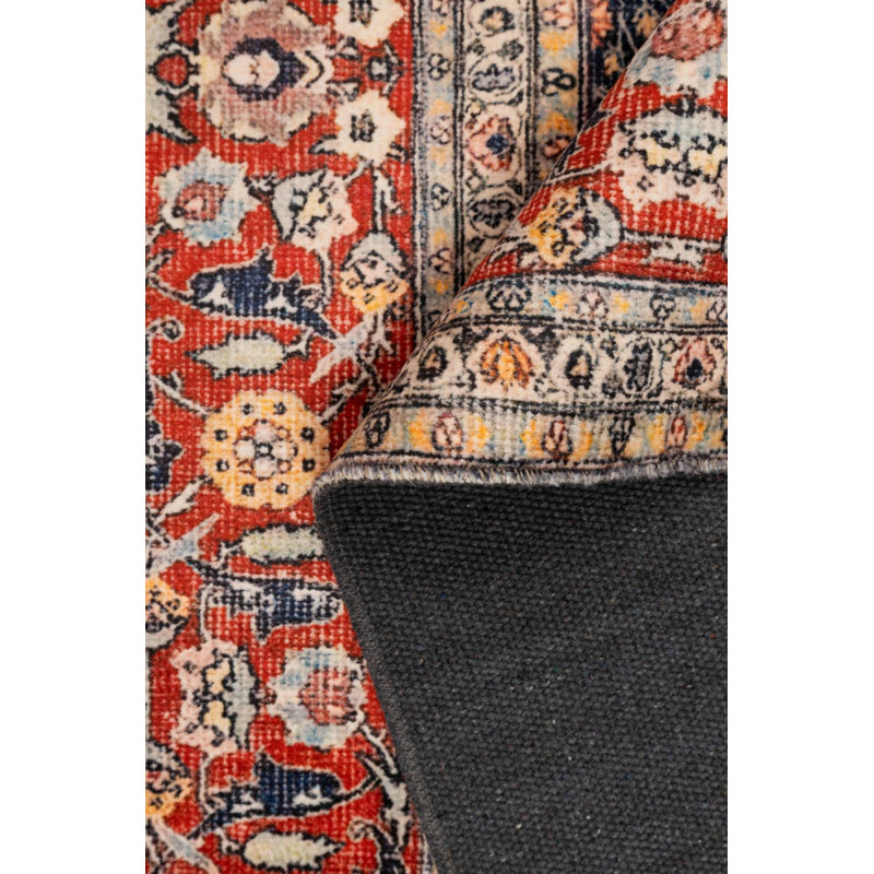 Tapis décoratif floral beige en polyester tissé à la machine bourgogne, Tapis de couloir 2 pi 8 po x 9 pi 11 po