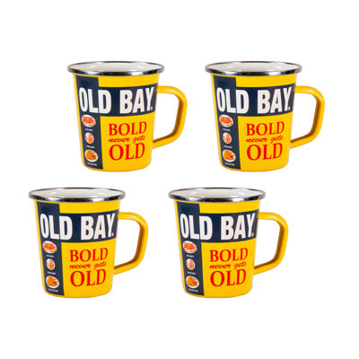 Golden Rabbit Enamelware Old Bay 16 Oz. Latte Mugs, Set of 4