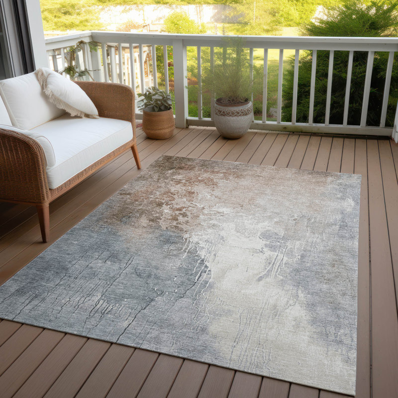Tapis paprika Xhevrie intérieur / extérieur lavable à la machine, Rectangle 5 pi x 7 pi 6 po