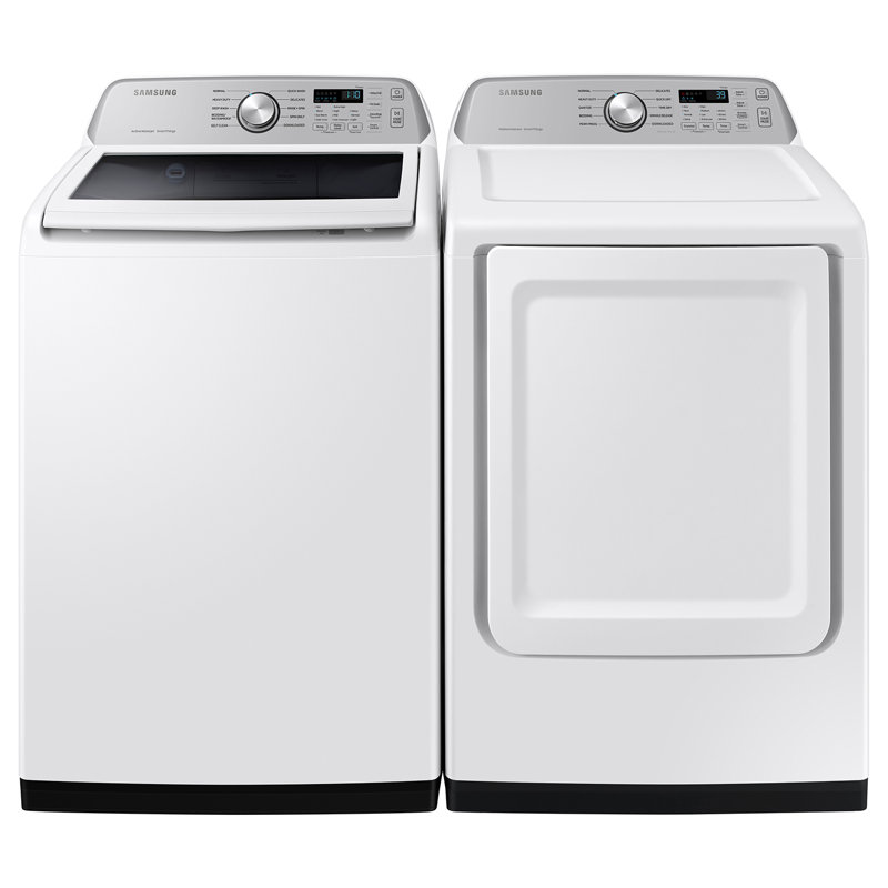 Samsung 4.7 cu. ft. Large Capacity Top Load Smart Washer and 7.4 cu. ft. Smart Gas Dryer with Sensor Dry