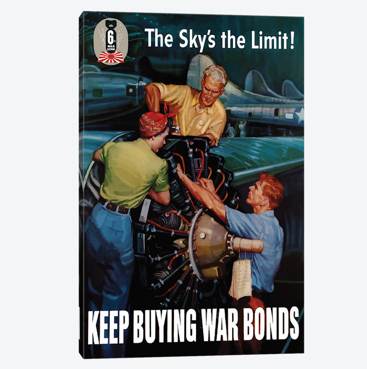 « wwii poster keeping guerre », affiche rétro sur toile, H 26 po x l 18 po x P 1,5 po, Toile tendue, Pas de tapis