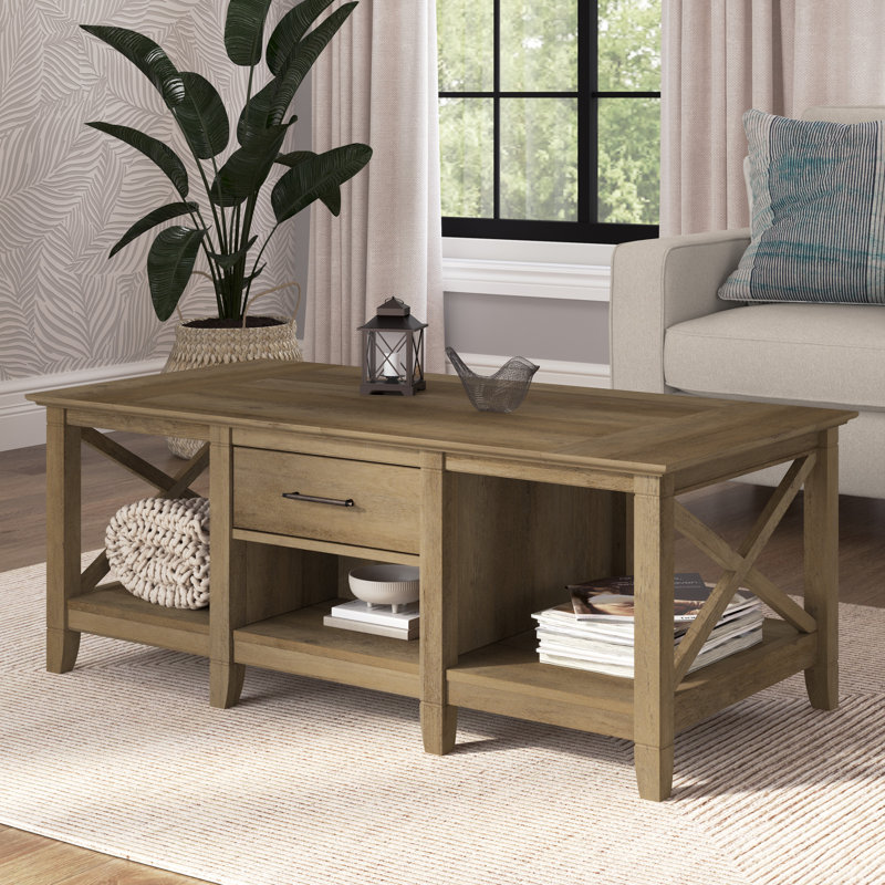 Table basse avec rangement Huckins, Pin récupéré